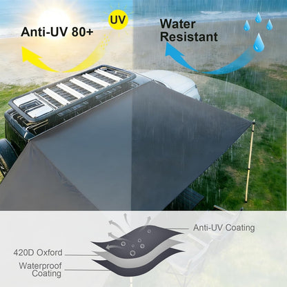 Car Awning Canopy Tent Universal SUV Van Campervan 410x240cm Waterproof Black