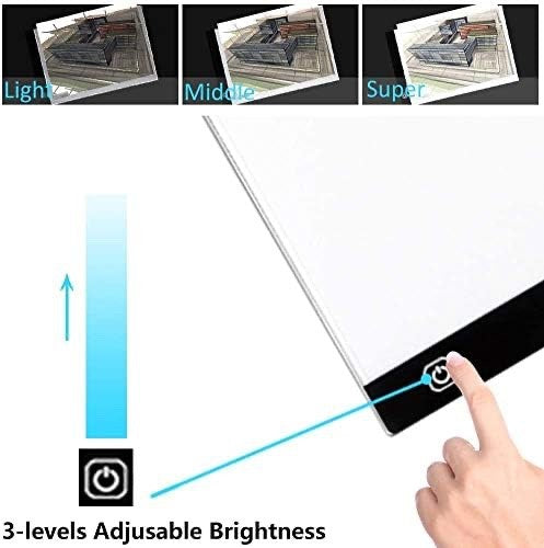 BTGGG Portable LED A4 Light Box Adjustable 3-Levels Brightness Light Pad Drawing