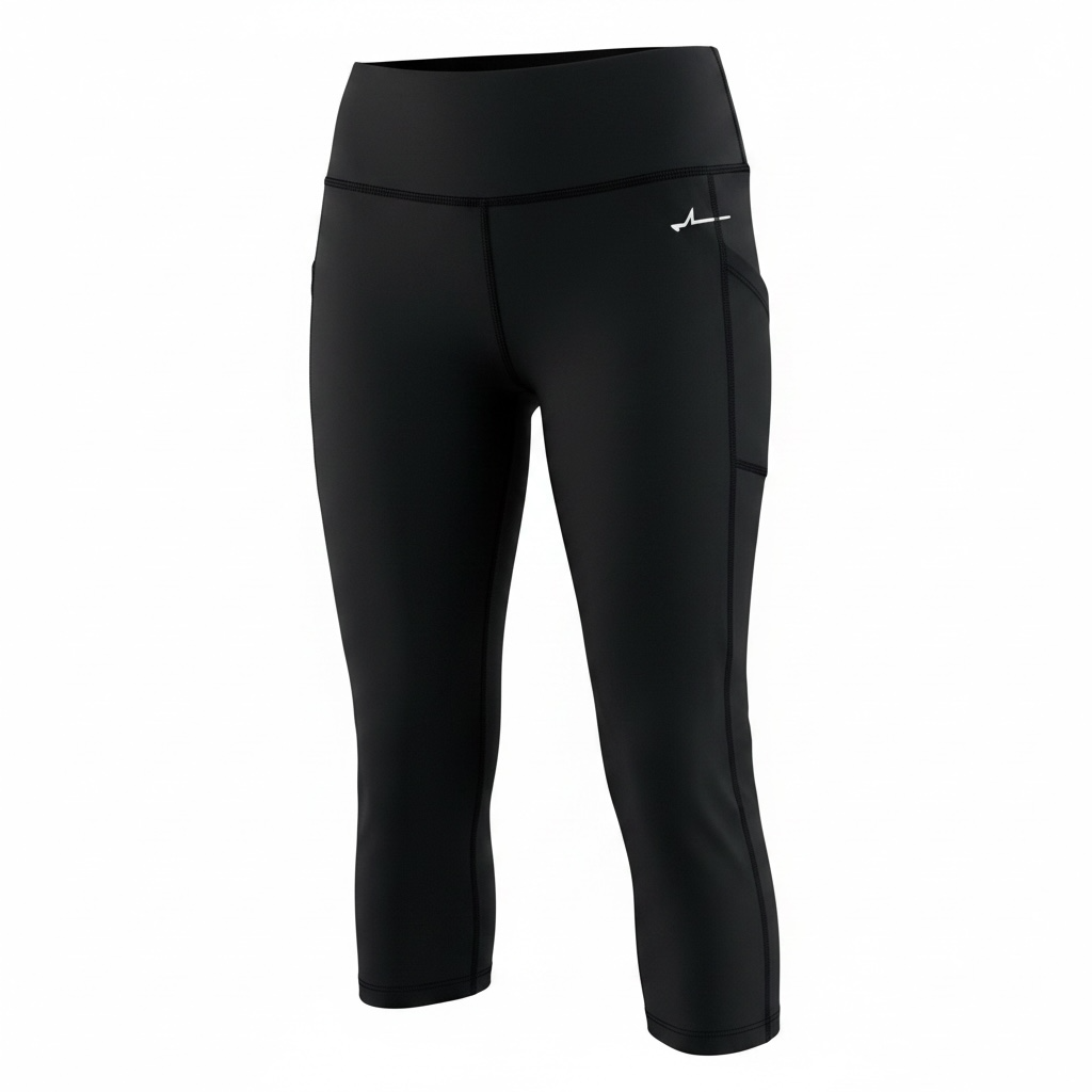 High Waisted 3/4 Leggings Midnight Black Fitness Yoga Capri Pants Forza