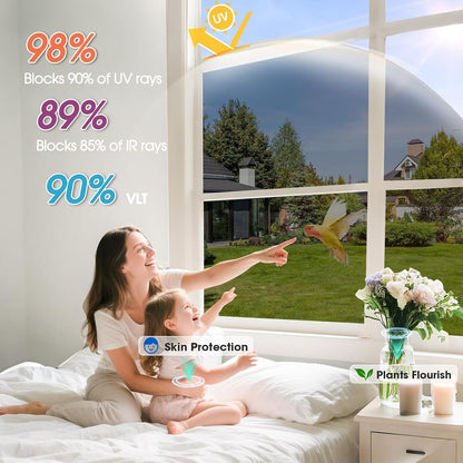 One Way Mirror Film Window Privacy UV Heat Reflective Tint Black 90x1000cm