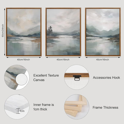 Abstract Mountain Landscape Painting 3 Panel Wall Art 40x60cm Canvas Print Home