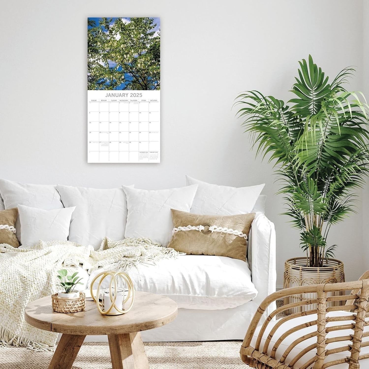 2025 Square Wall Calendar Beauty of Trees 16-Month Floral Theme