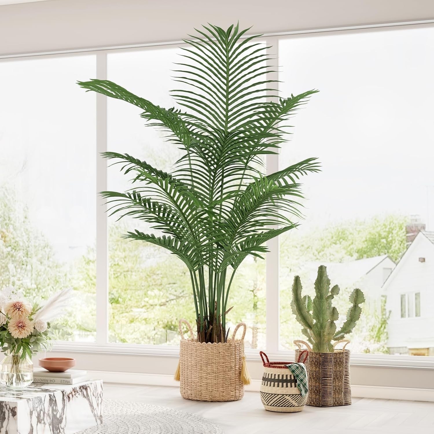 YOLEO 6FT Artificial Areca Palm Tree Faux Tropical Indoor Plant 185cm