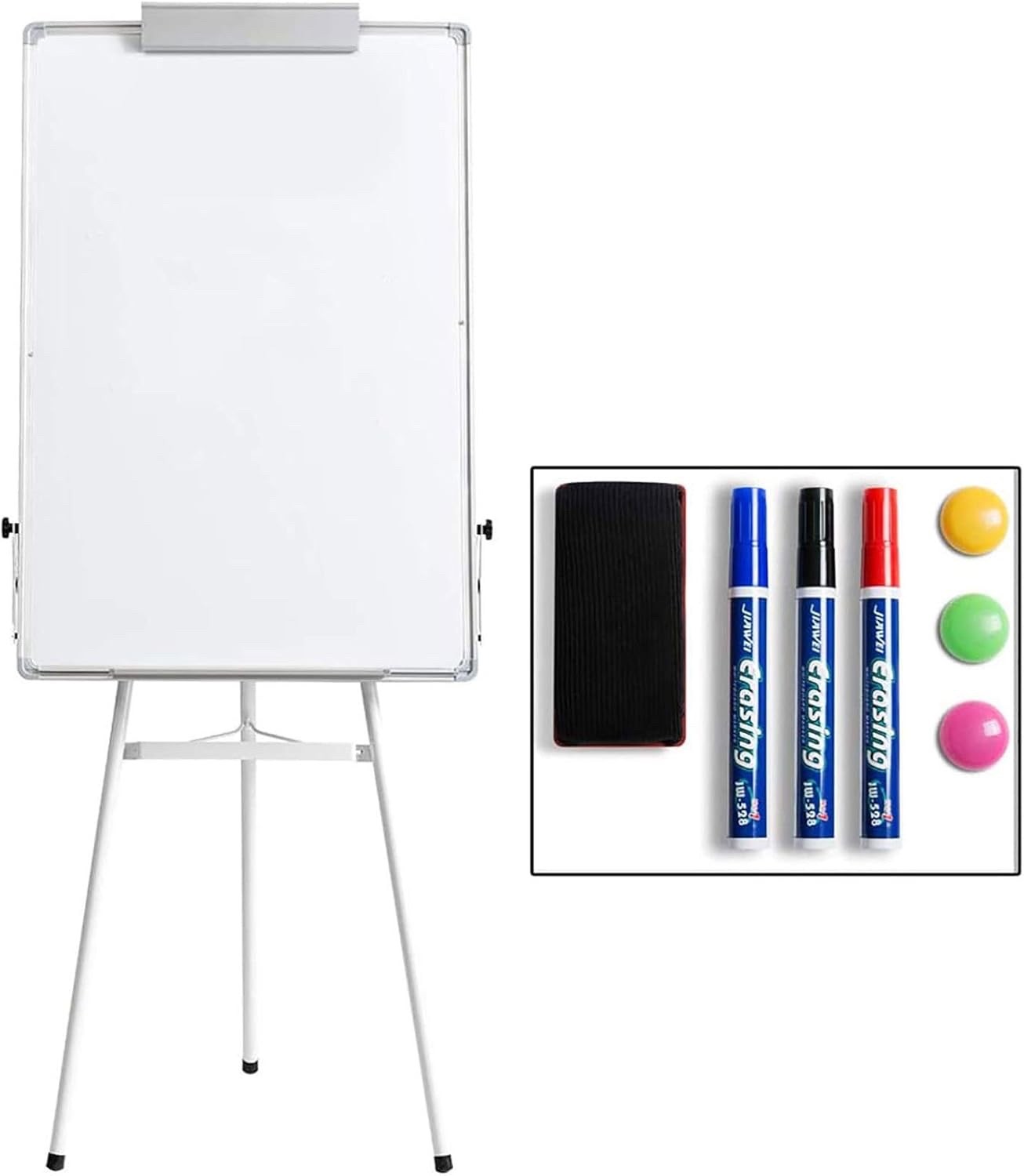 Magnetic Whiteboard 90x60cm Tripod Stand Portable Flipchart Easel