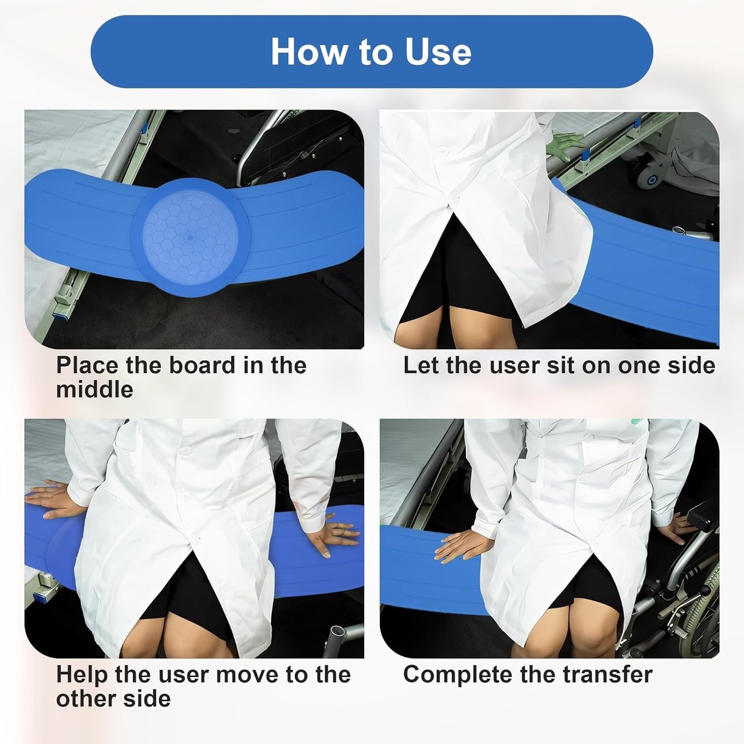 Slide Transfer Board Patient Mobility Aid Wheelchair Bed Toilet Car Assist Seat