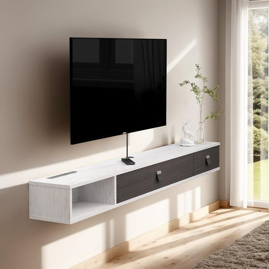 Floating TV Unit Wall 120cm Mounted Media Console Cabinet Grey White