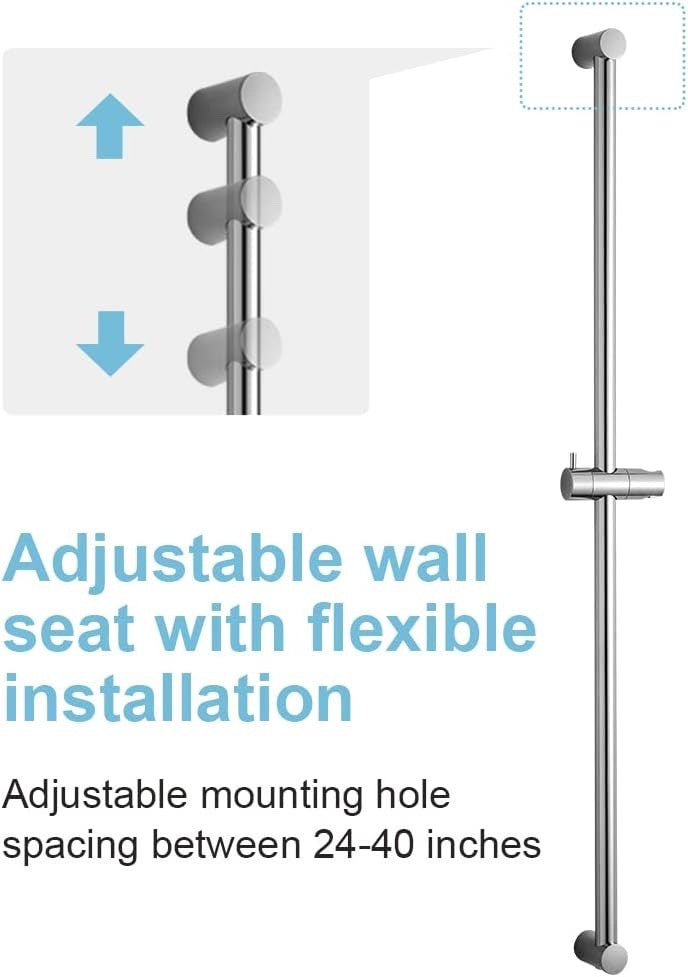 Shower Riser Rail 100cm Adjustable 60-98cm Wall Mount Holder Chrome Bathroom