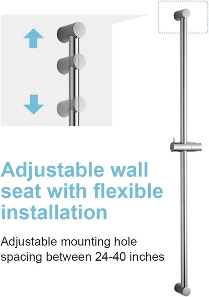 Shower Riser Rail 100cm Adjustable 60-98cm Wall Mount Holder Chrome Bathroom