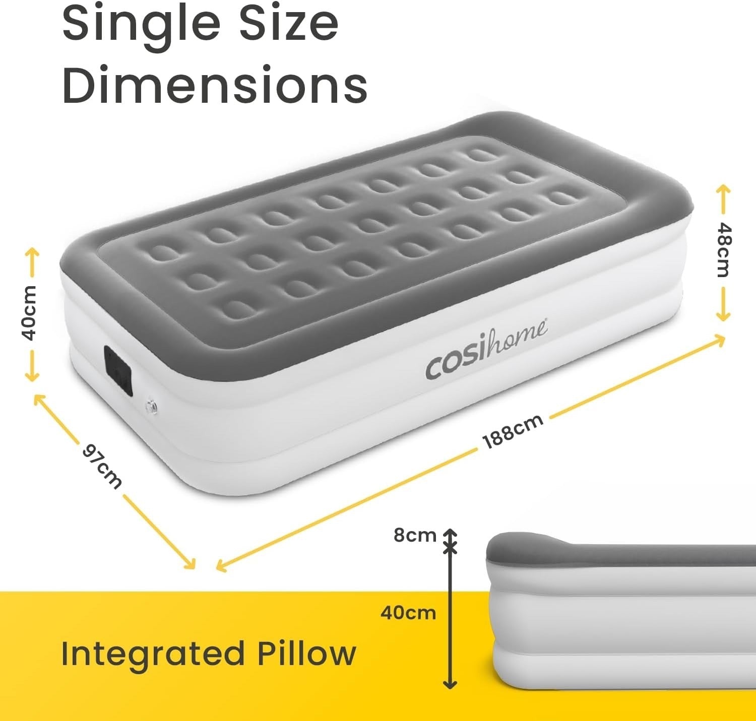 Cosi Home® Single Sized Air Bed Inflatable Mattress with Electric Pump