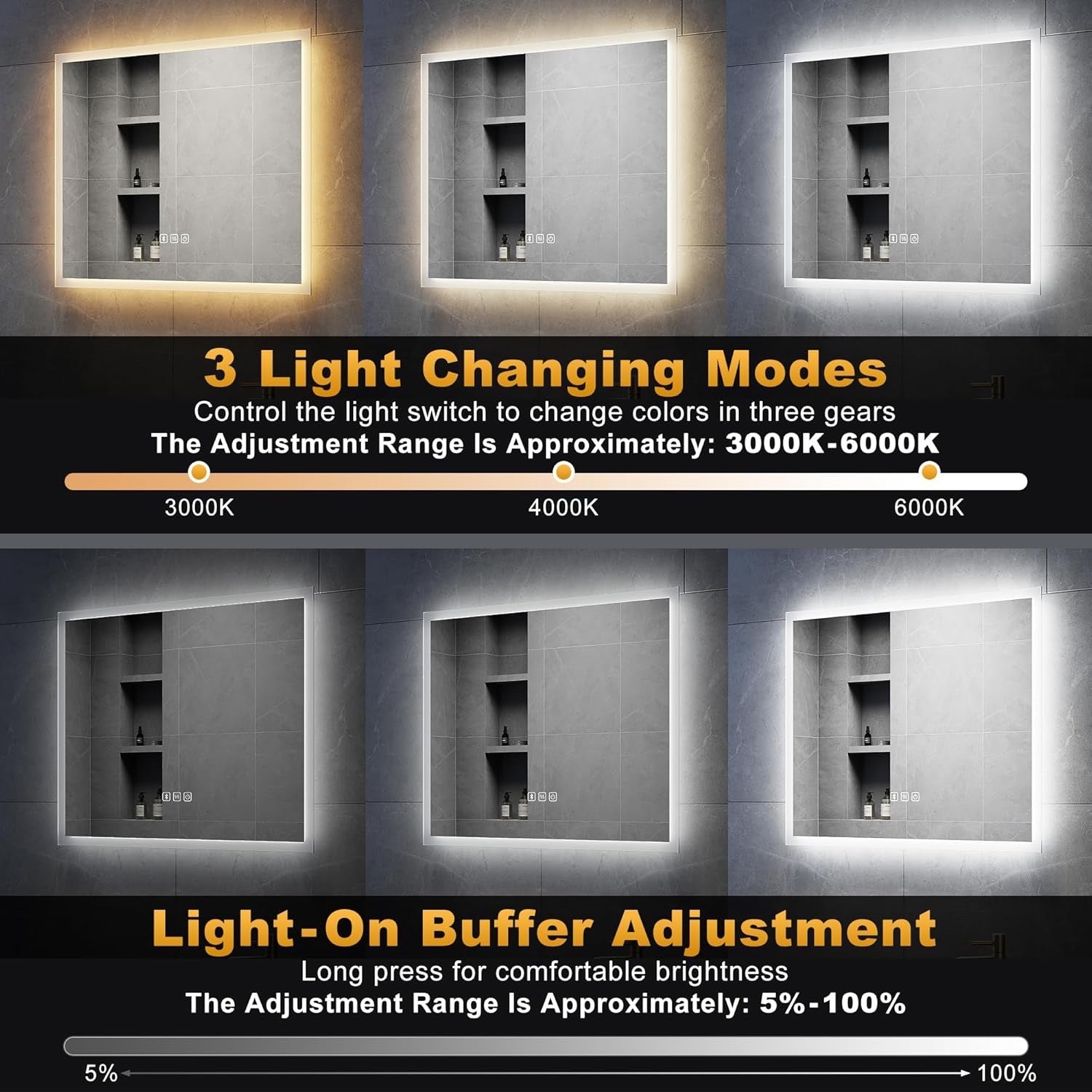 LED Bathroom Mirror 600x500mm Bluetooth Anti-Fog Touch Sensor Shaver Socket