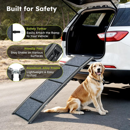 Dog Ramp Car Folding Pet Ramp 160x44cm Non Slip Aluminium 90kg SUV Boot Portable