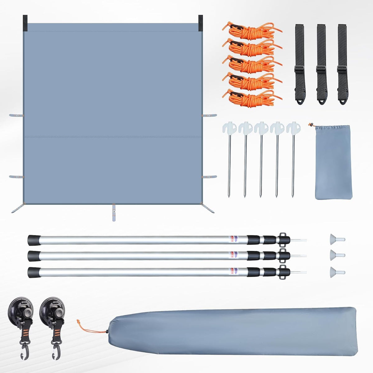 Campervan Awning Sun Canopy 250x240cm Waterproof Van Sunshade Rail Suction Cup K