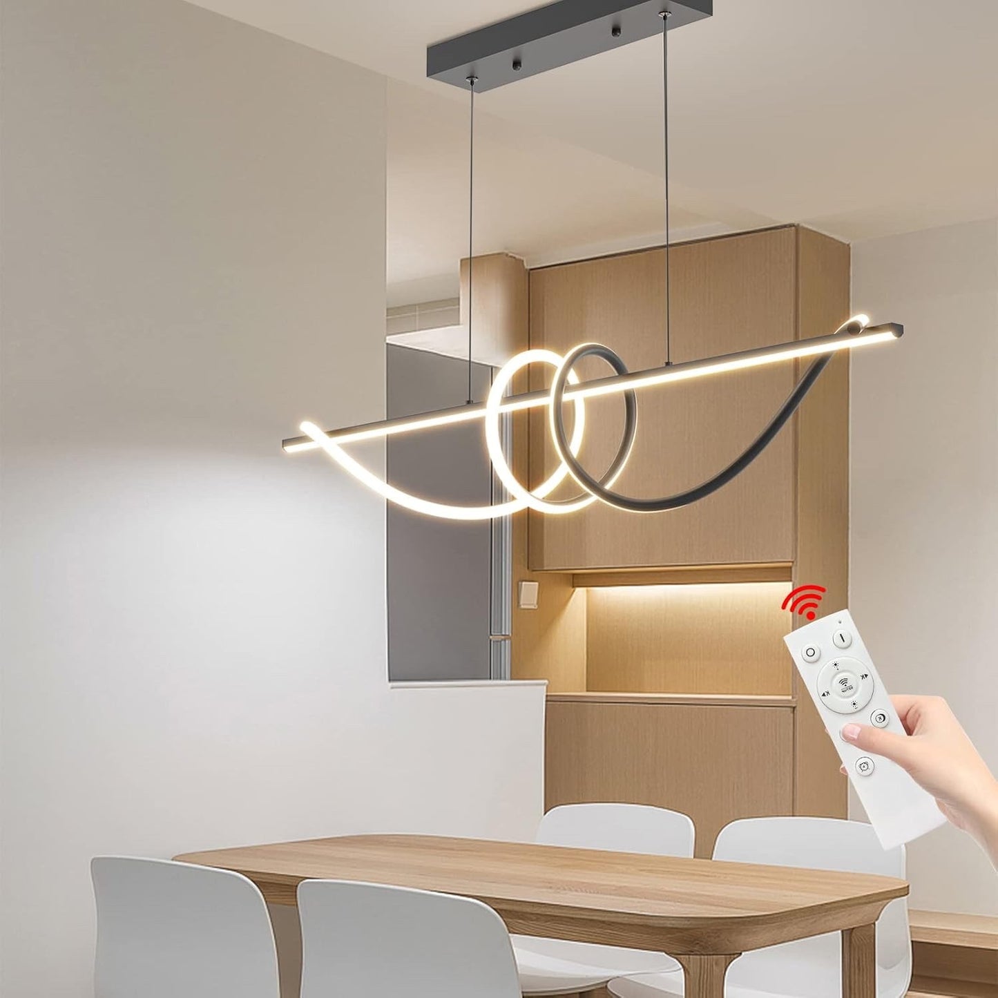 120cm Black Spiral LED Pendant Light Modern Dining Table Dimmable