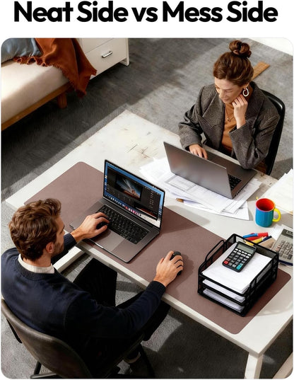 Desk Mat Mouse Pad Large 120x60cm Chocolate Brown PU Leather Waterproof Non Slip