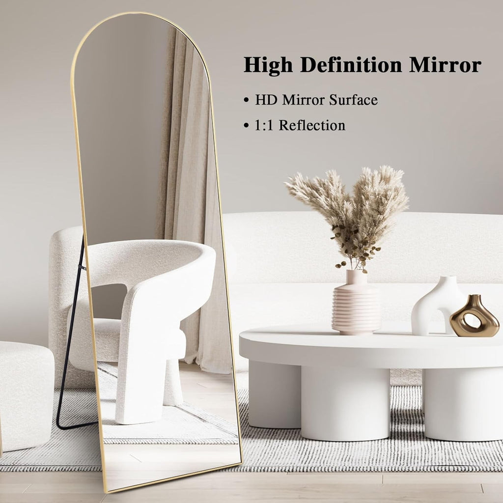 Full Length Floor Mirror Arch Gold Frame Free Standing Bedroom Dressing