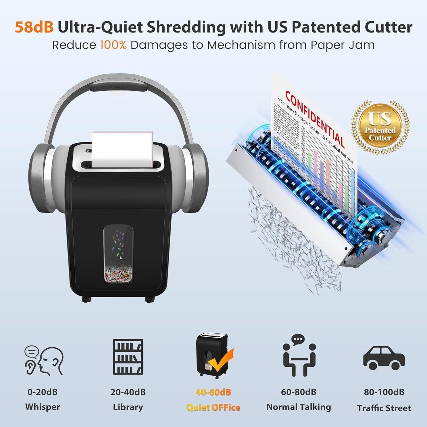 Vidateco Paper Shredder Micro Cut 14-Sheet P4 60 Min Heavy Duty 20L Pull-Out