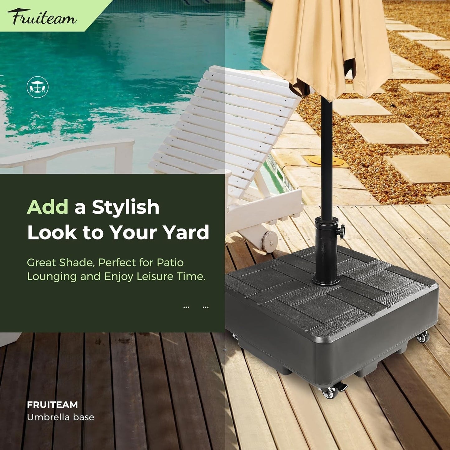 Patio Umbrella Base Heavy Duty Fillable 155lb Wheels Water Sand Parasol Stand