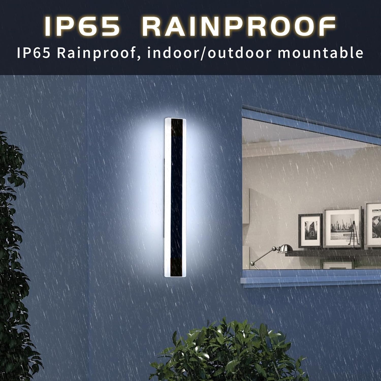 60cm Outdoor LED Wall Light 6000K Cool White IP65 Waterproof Strip Lamp