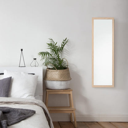 Wooden Wall Mounted Mirror 35x110cm Washed Wood Frame Hallway Bedroom Home