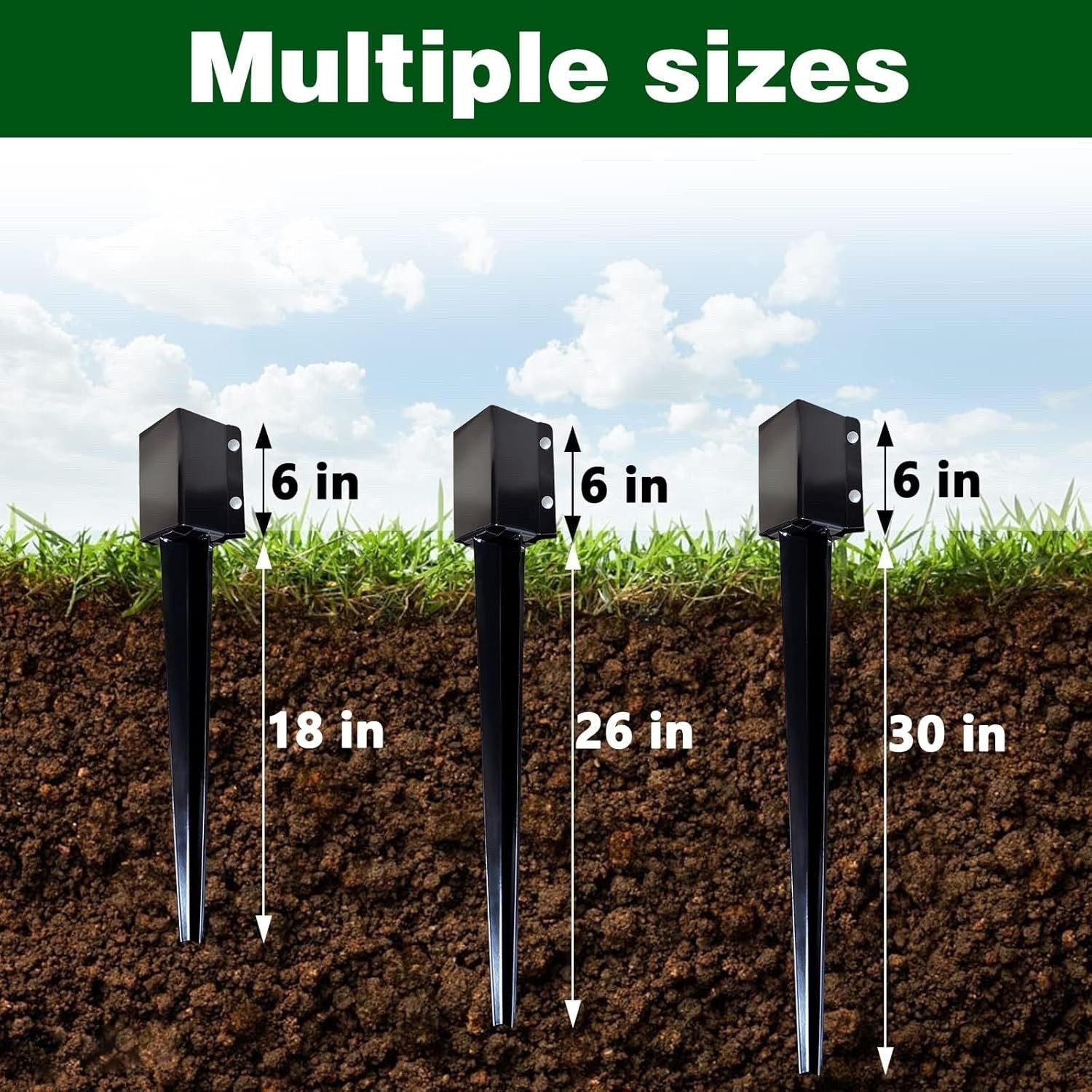 Fence Post Anchor Ground Spike 90x90mm 91cm Heavy Duty Pack