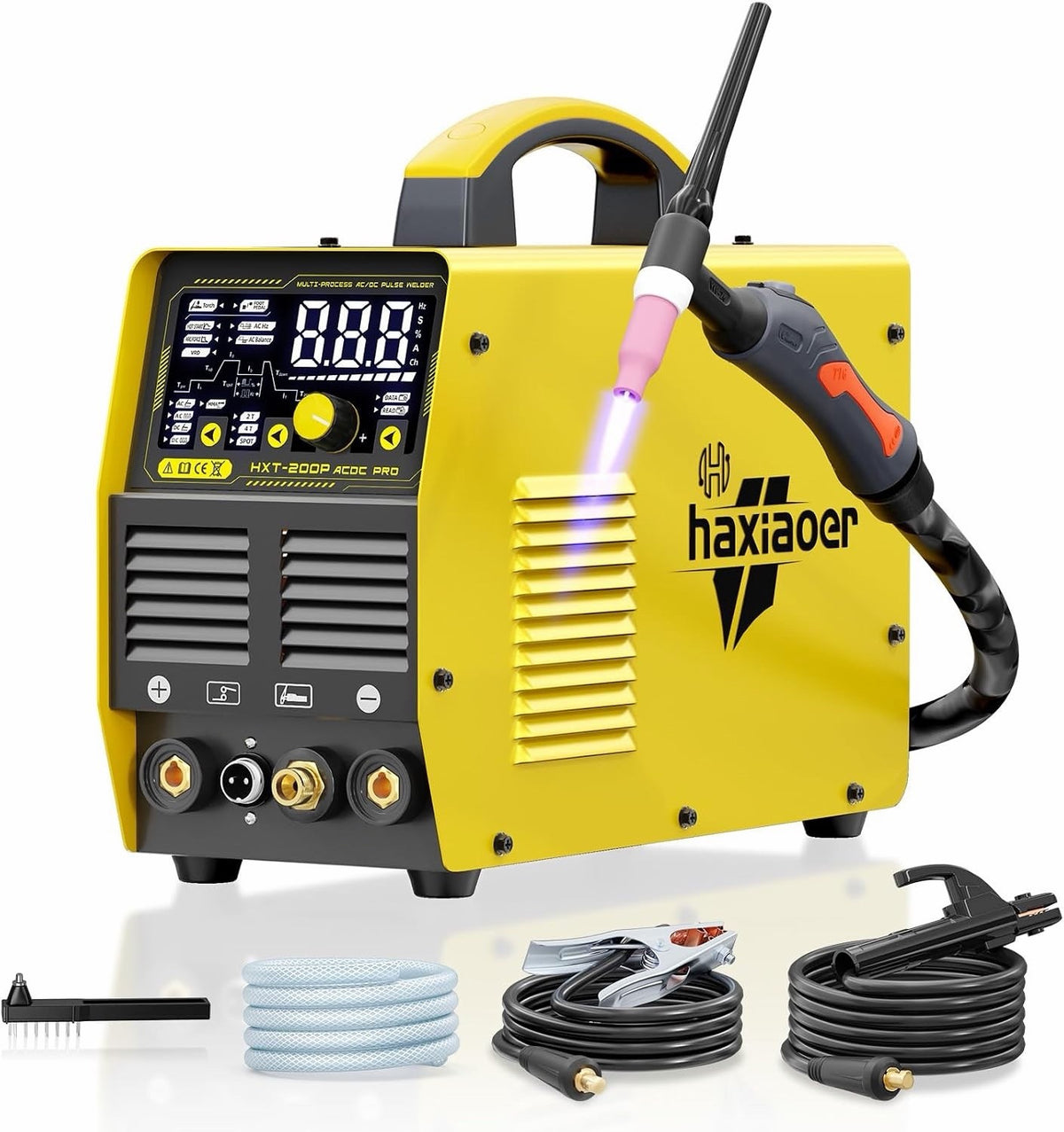 TIG Welder Welding Machine AC DC 200A Pulse 240V Yellow HXT200P Pro Inverter