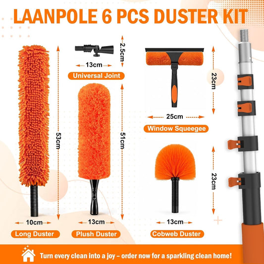 LAANPOLE 6m Feather Duster Kit Telescopic Pole Microfiber Window Cleaner  HSEGAR