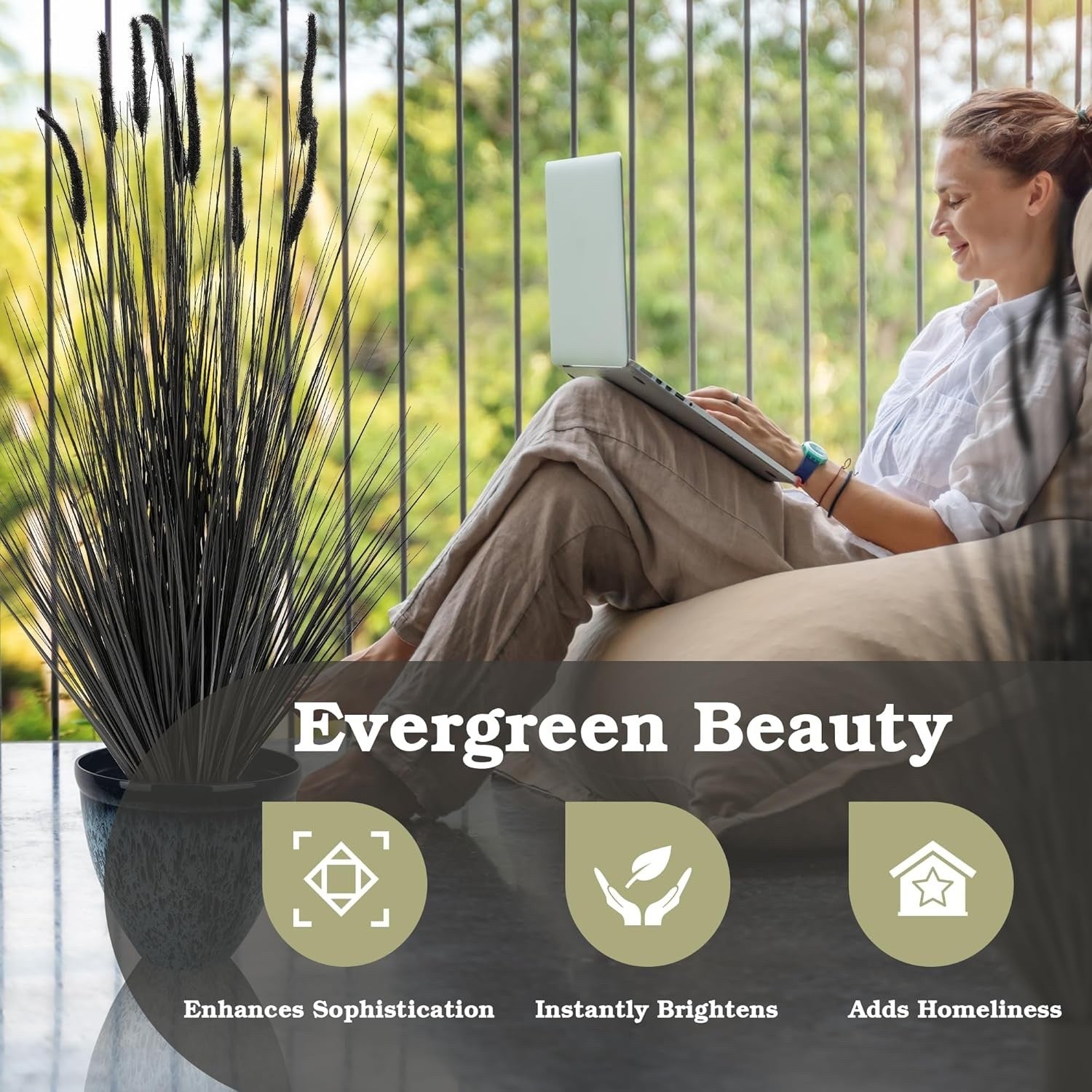 5ft Artificial Horsetail Reed Grass Plant Indoor Outdoor Garden Decor