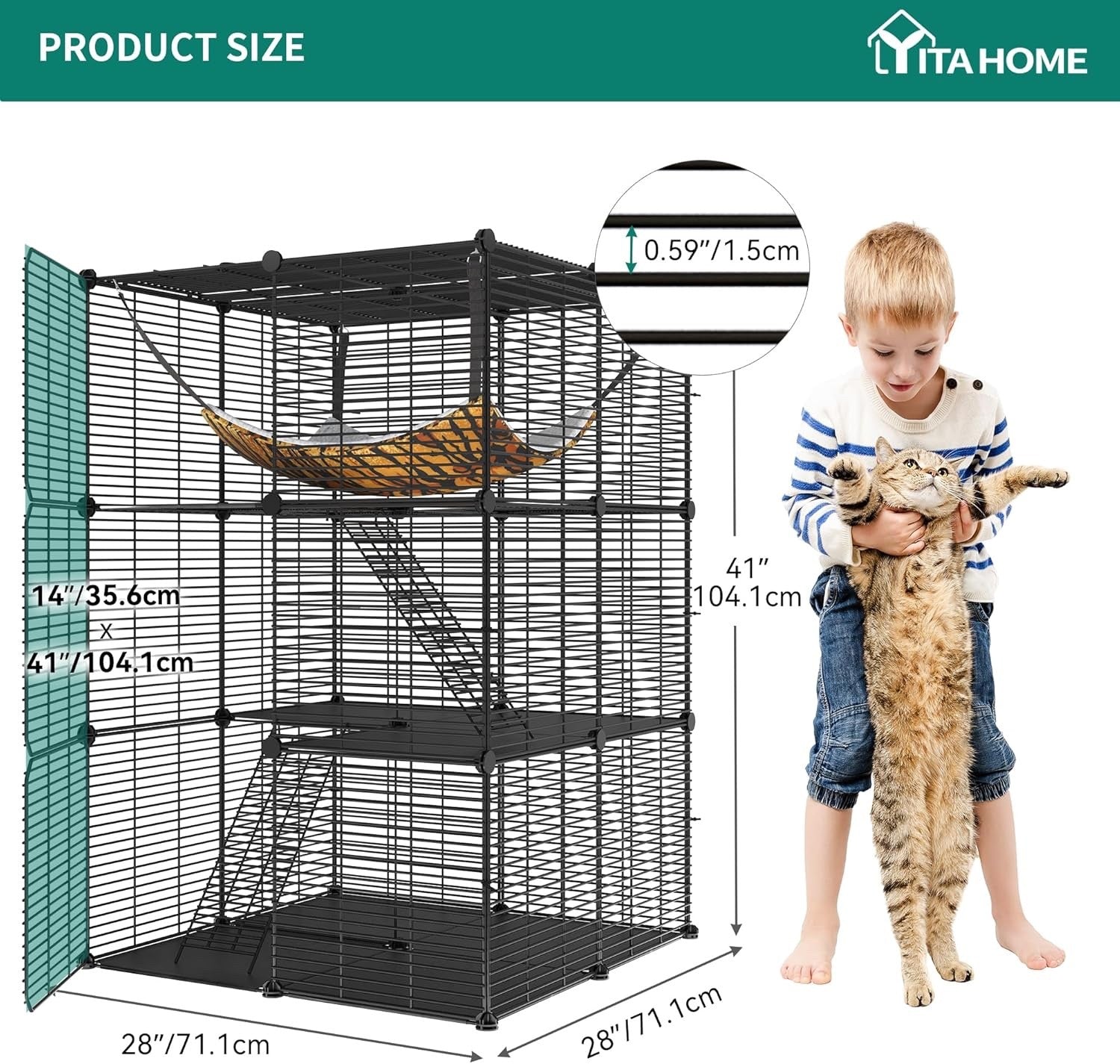 Cat Cage Playpen Indoor 3 Tier Hammock Rabbit Chinchilla Pet Enclosure Black