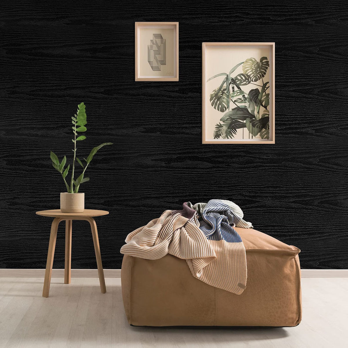 Black Vinyl Wrap Self Adhesive Wood Effect 90x600cm Waterproof Furniture Film