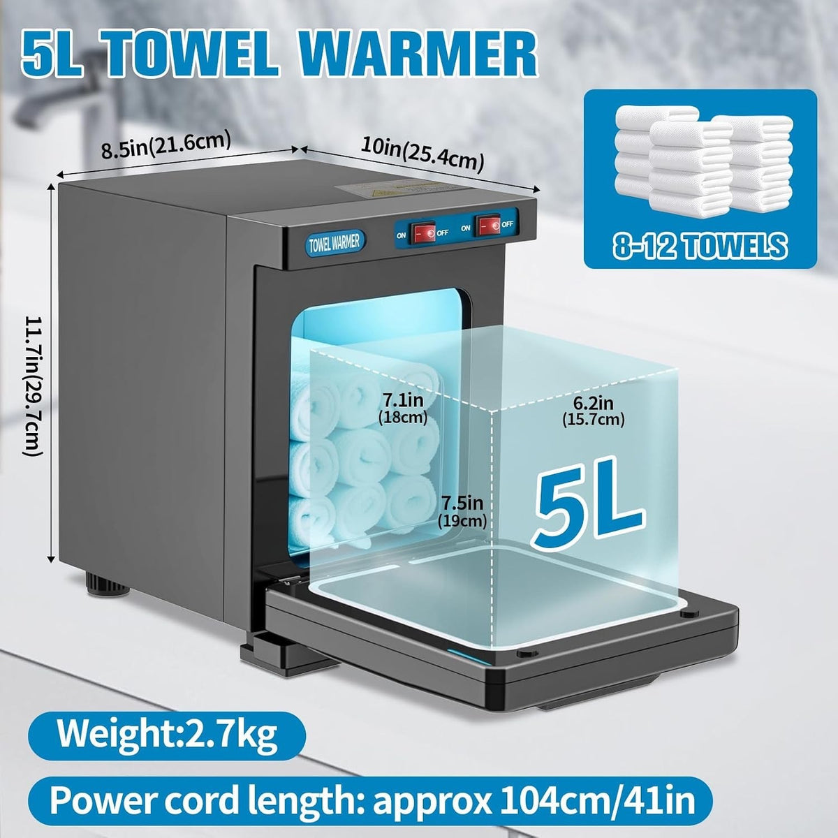 Professional 5L Hot Towel Warmer Cabinet UV Sterilizer Beauty Salon Equipment