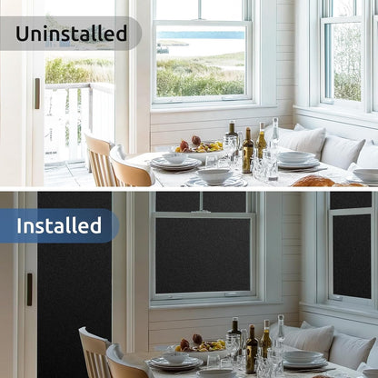 Window Film Blackout Privacy 75x400cm Black Static Cling UV Sun Heat Blocking