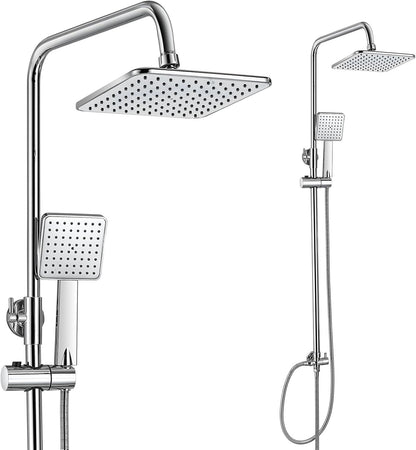 Shower Riser Rail Kit Rainfall Head Handheld Chrome Bathroom Mixer Set Hose