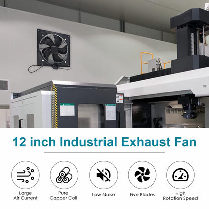 Industrial Axial Extractor Fan 300mm 12in 165W 2130m3/h Speed Controller 240V