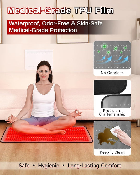 Red Light Therapy Mat 400 LED Infrared Pad Full Body 38x23in Portable TPU