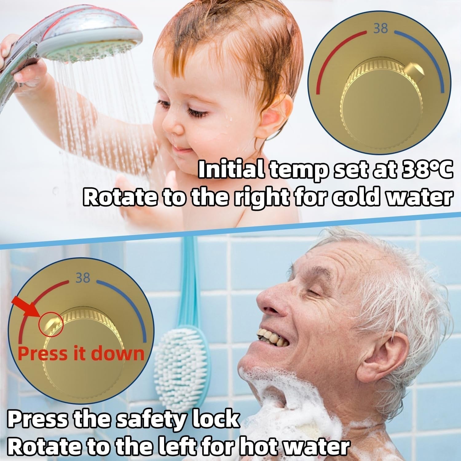 Rainfall Shower Thermostatic Mixer Valve System Concealed Simultaneous Operation