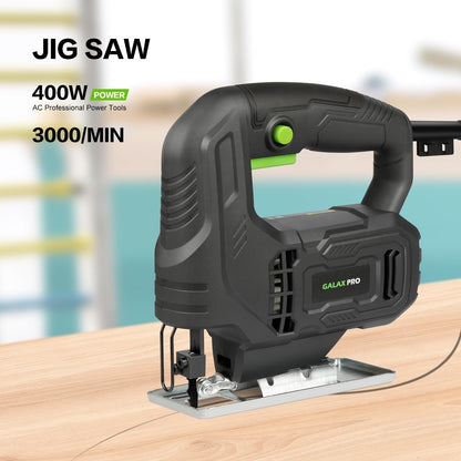 400W Electric Jigsaw Variable Speed 3000SPM 45° Bevel Cutting Tool