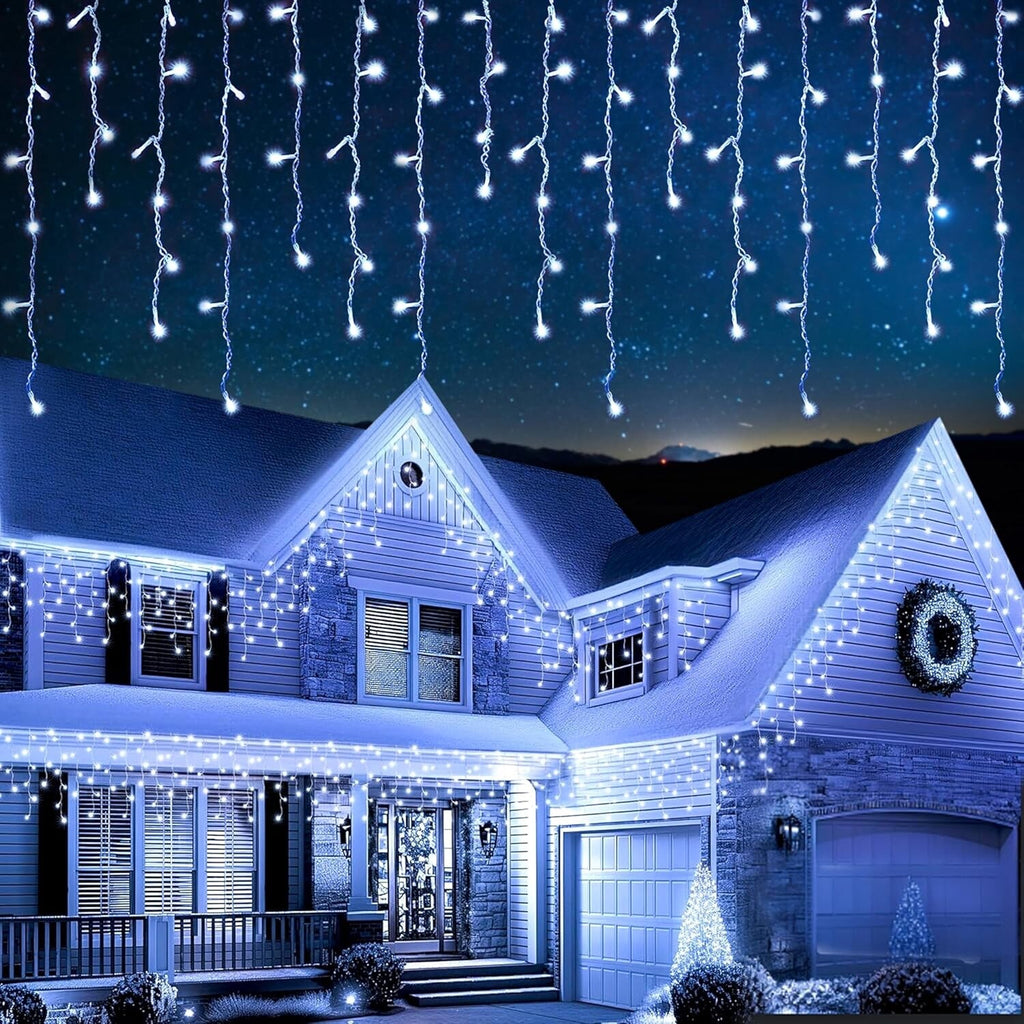 EcoNour Icicle Lights Outdoor Christmas Lights 360 LED 7.5M Cool White