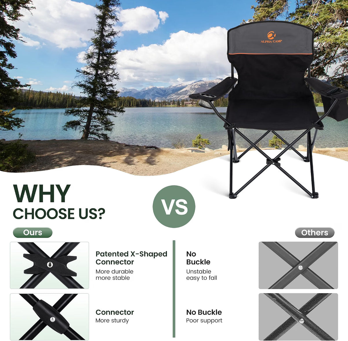 Folding Camping Chairs Pair Black Cooler Bag Cup Holder Side Pocket Carry Bags