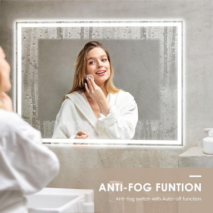LED Bathroom Mirror Bluetooth Speaker Shaver Socket Anti Fog 50x70cm Dimmable