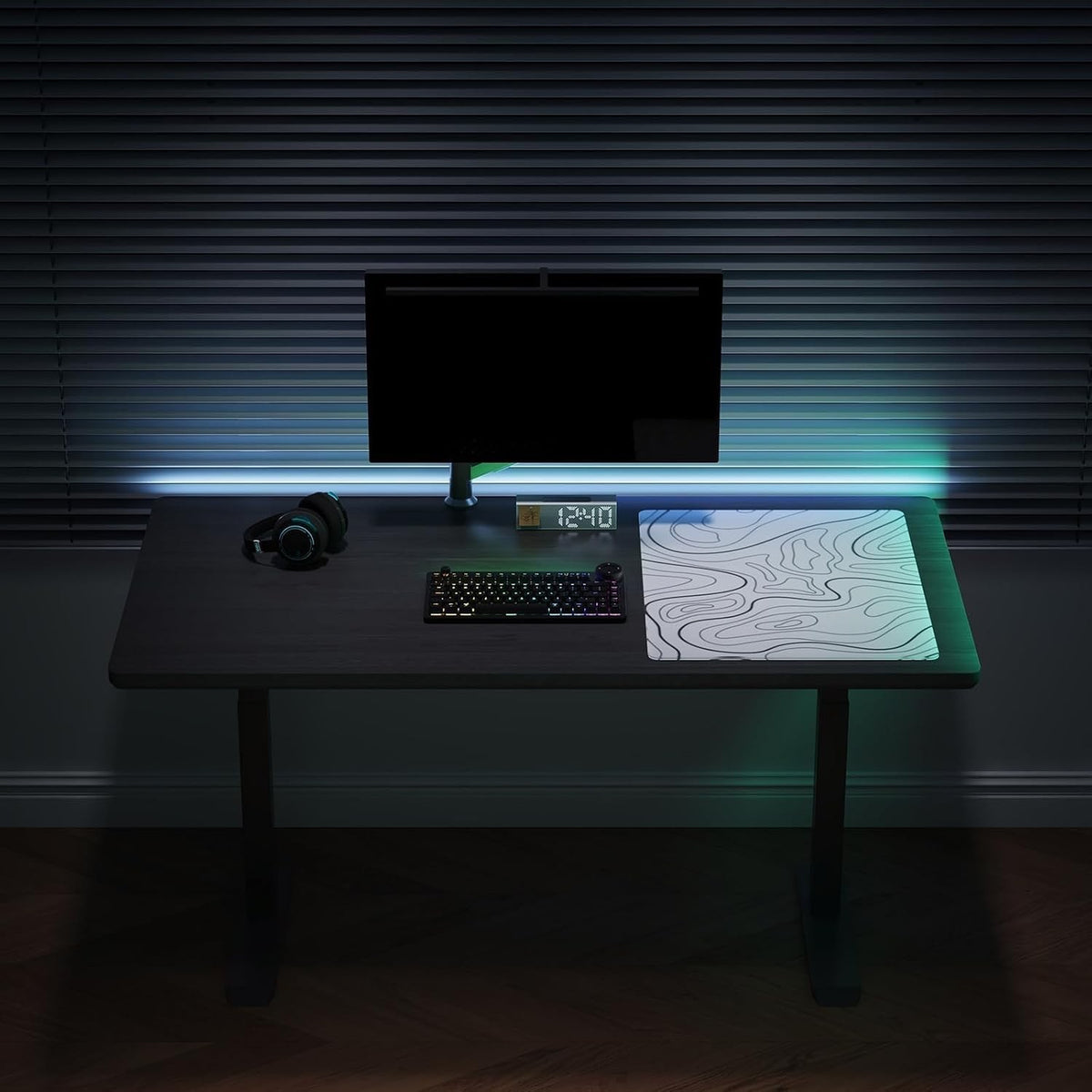 Glass Gaming Mouse Pad Mat 50x40cm White Topographic Non Slip Smooth Surface