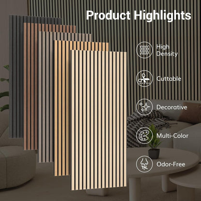 Acoustic Wood Wall Panels 4 Pack 120x60cm Natural Oak Slat Soundproof Decor