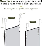 Over Door Full Length Mirror 110x45cm Wall Mounted Silver Frame Bedroom