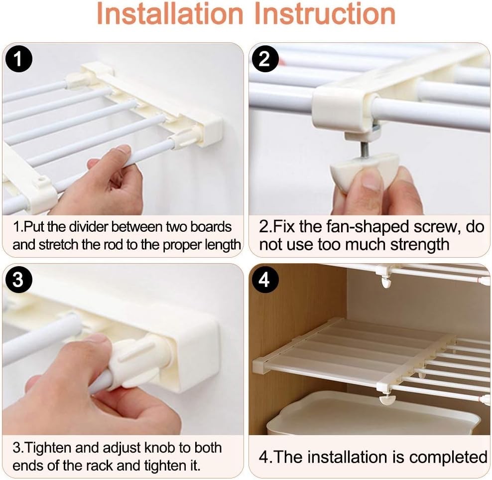 Extendable Closet Shelf Adjustable Wardrobe Storage Rack 73-128cm Organiser