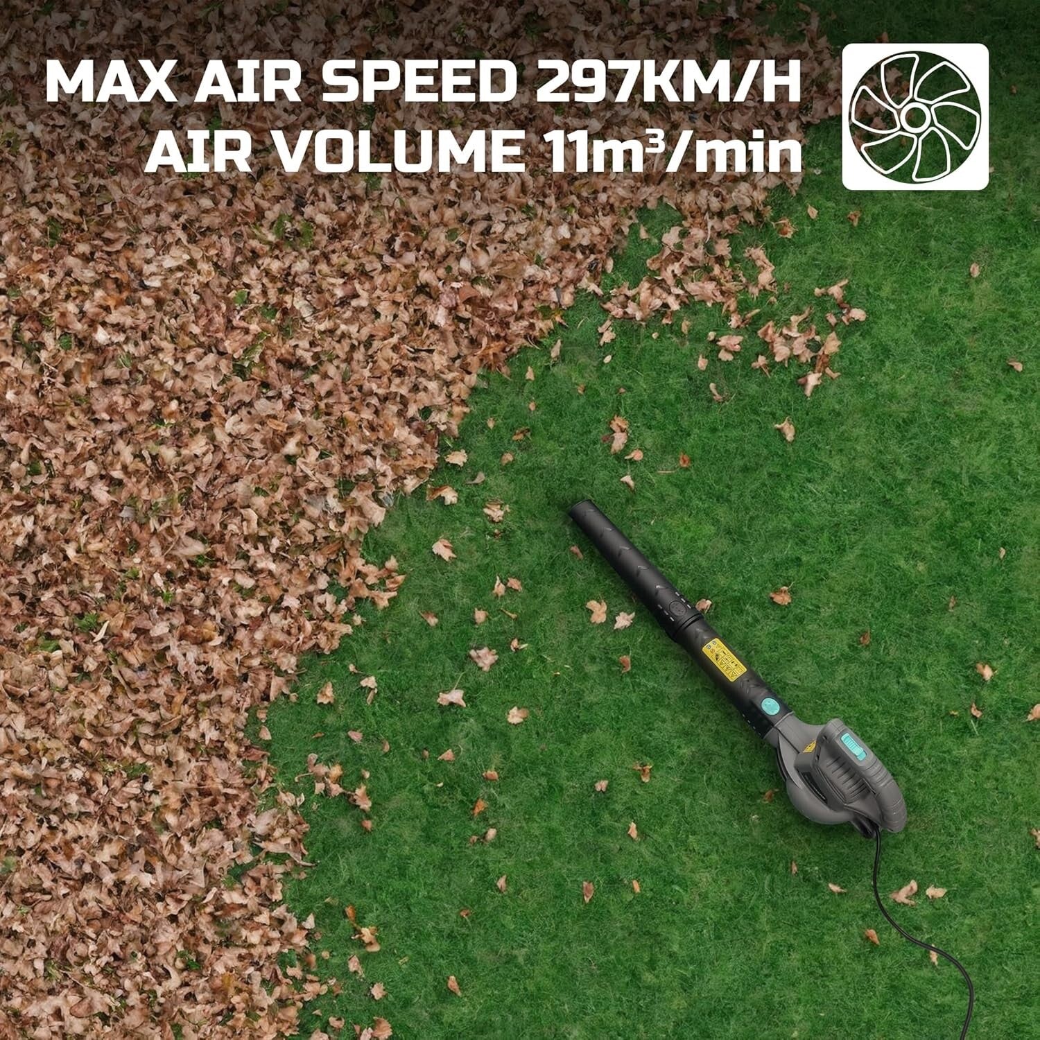 Leaf Blower Set by Bluemars - Powerful 3000W 8m Corded Garden Blower