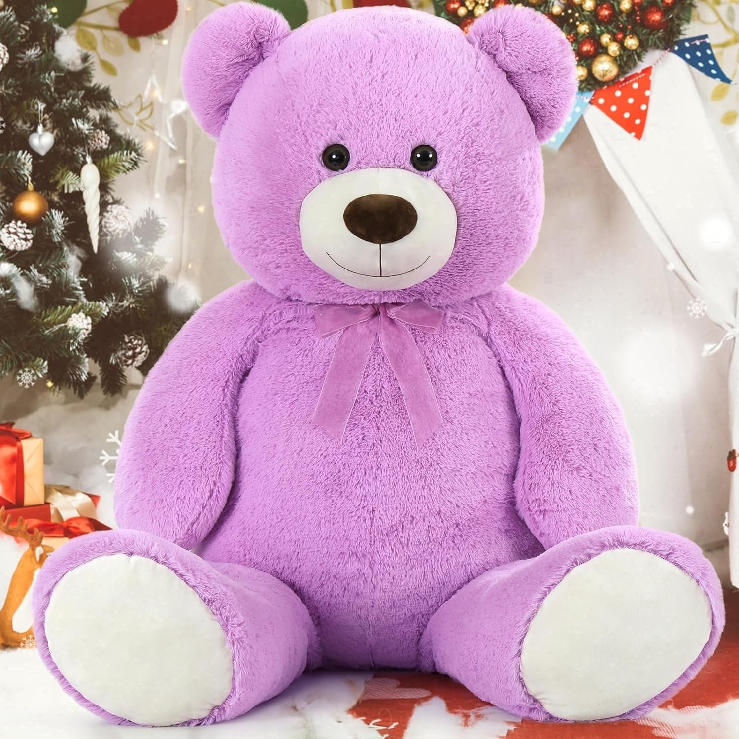 Giant Teddy Bear 130cm Large Soft Plush Purple Cute Gift Kids Birthday