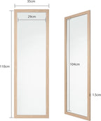 Wooden Wall Mounted Mirror Washed Wood Frame 35x110cm Hallway Bedroom