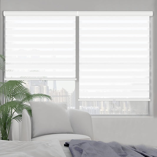Zebra Blinds Roller Shades Cordless Dual Layer Light Filtering Grey 21x72 inch