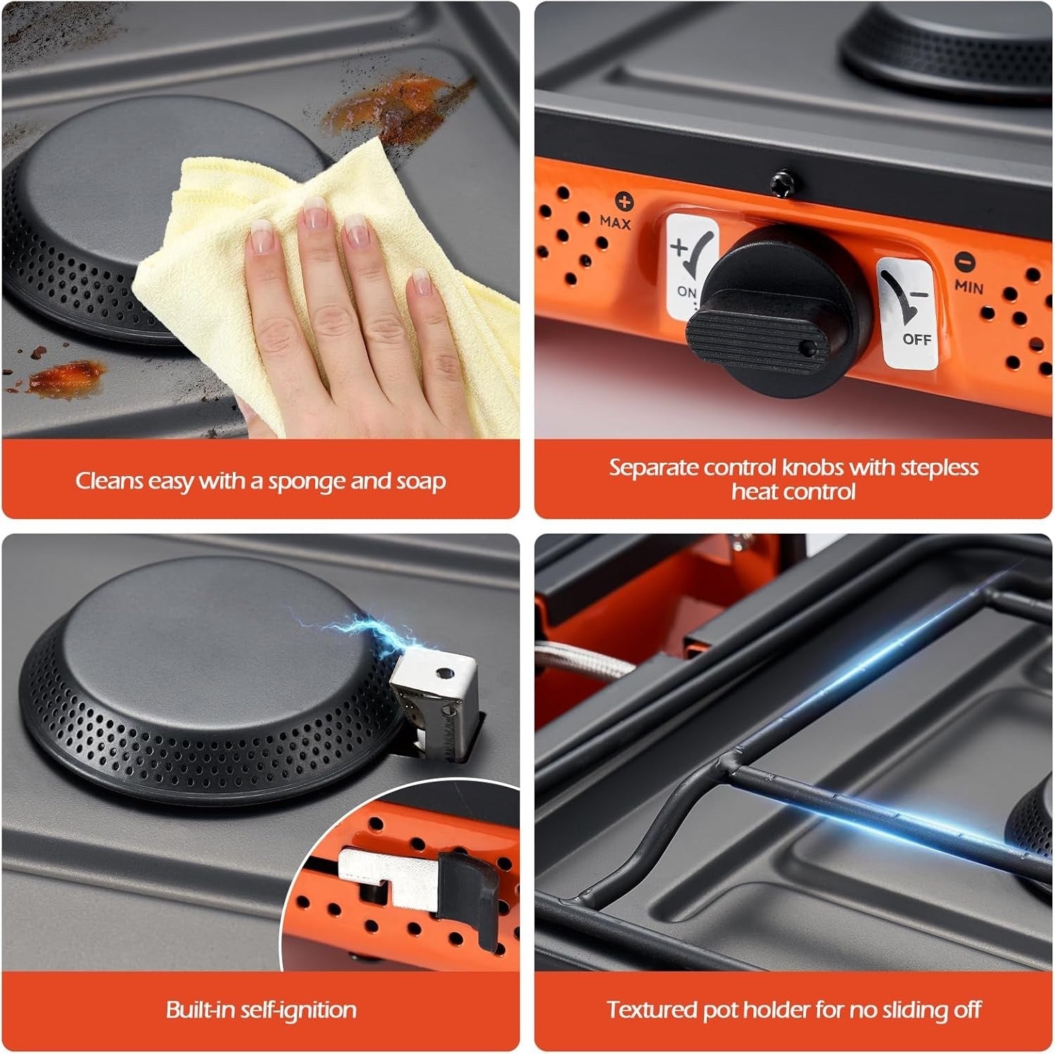 Odoland Portable 2 Burner Camping Stove 4400W Camp Stoves Lightweight Camping