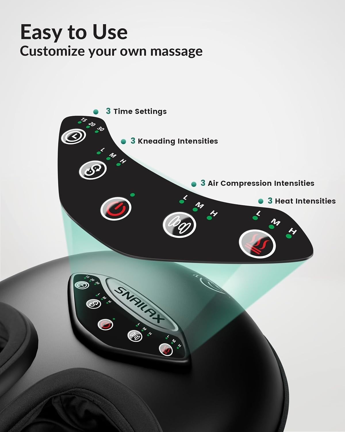 Shiatsu Foot Massager w Heat Deep Kneading Compression Vibration Fits Size 14