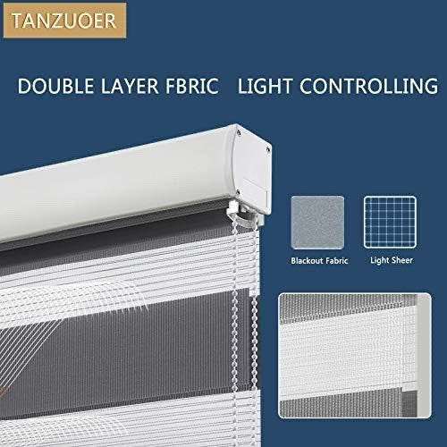 Grey Zebra Roller Blinds 150cm Dual Layer Day Night Light Filtering Shade